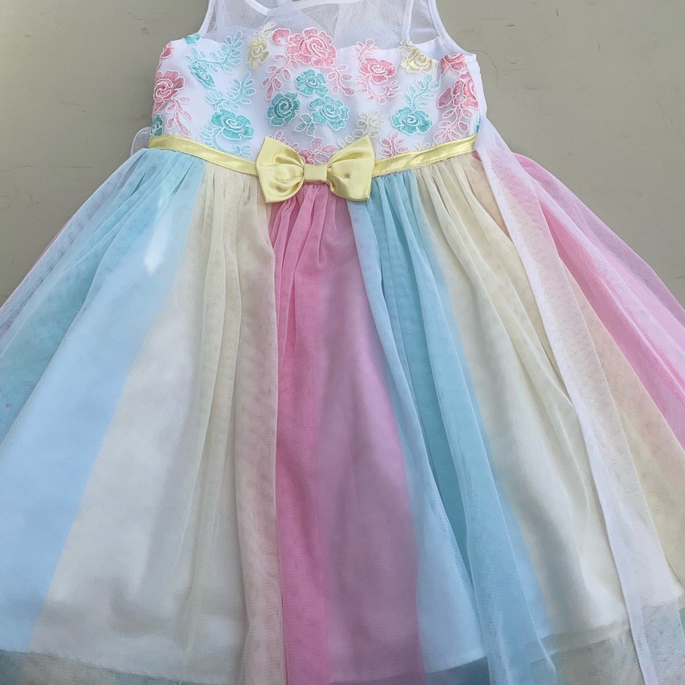 Jona Michelle Multicolor Floral Dress with Yellow‎ Bow